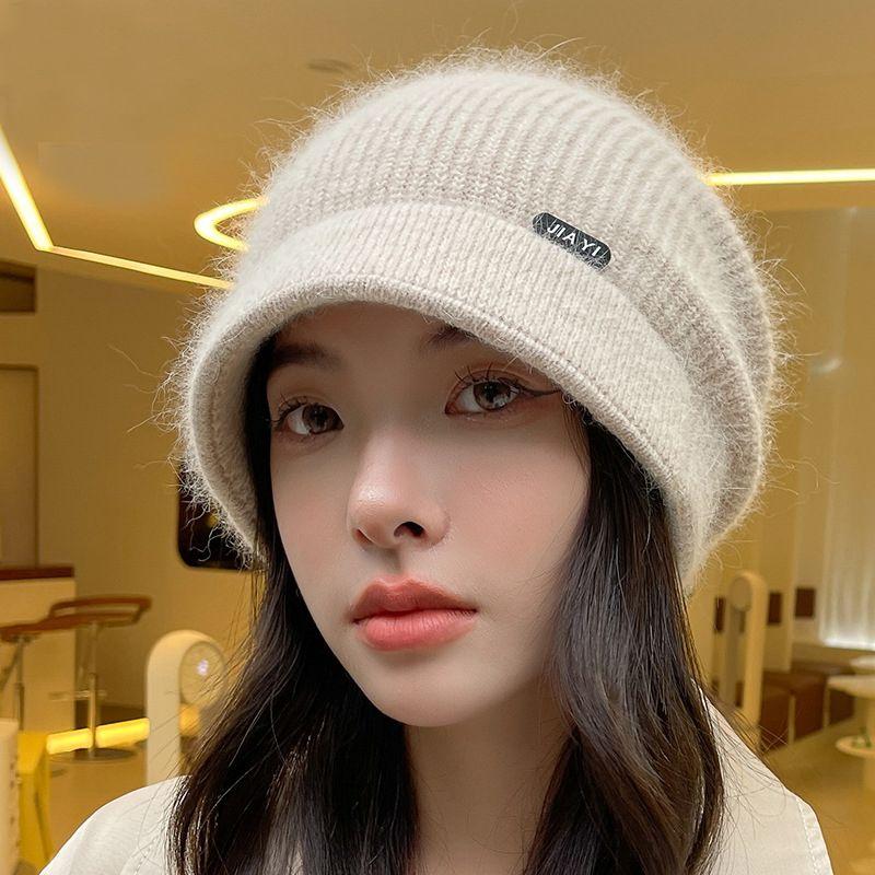 New Autumn and Winter Knitted Hat Rabbit Fur Hat Women's Winter Hat Winter Warm Ear Protection Wool Hat