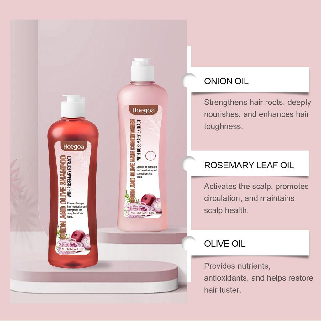 Hoegoa Onion Rosemary Shampoo Set Nourish & Repair Dry & Frizzy Smooth & Shine Conditioning Set