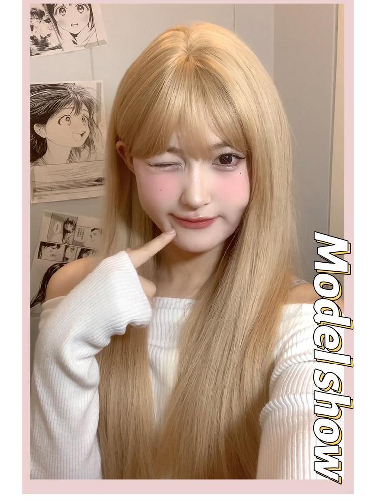 Lisa Style Long Straight White Gold Wig for Women