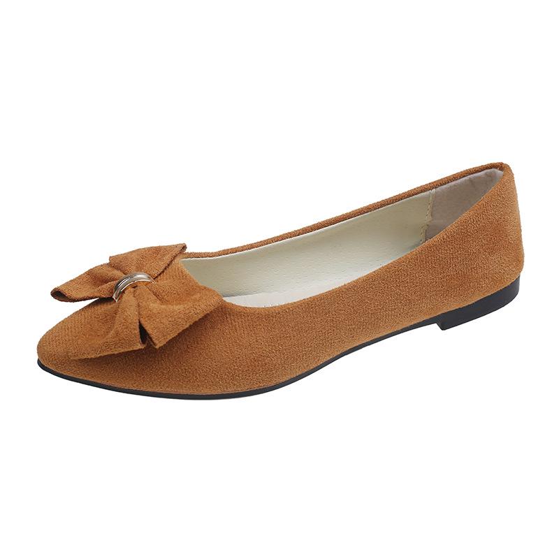 

2025 Spring/Autumn Women s Bow Suede Loafers - British Style, Casual, Low-Cut, Plus Size 39 світло-коричневого кольору