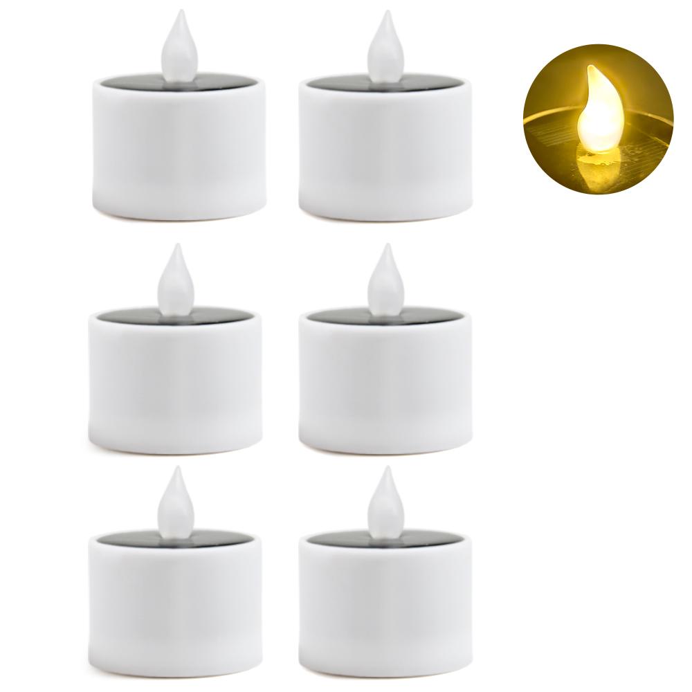 Solar Led Candles Simulation Flameless Outdoor Rechargeable Candles Waterproof Terrace Lamp for Garden Party Halloween Decor