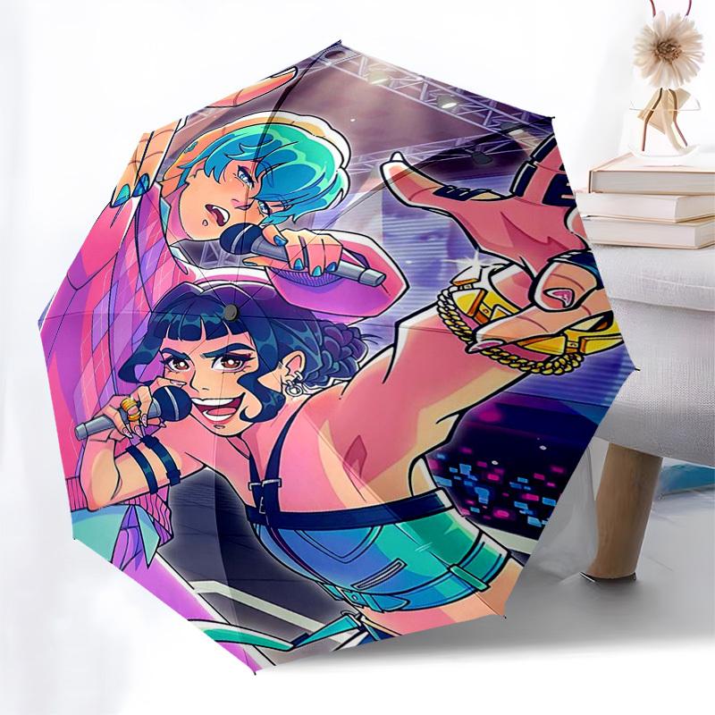1pc Outdoor Umbrella with Billie Eilish and Joji Print - Automatic Opening/Closing, Portable 3-Fold Design, 8-Rib Iron Frame - Perfect Gift for F