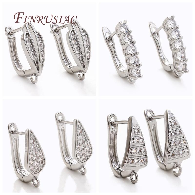 DIY Women's Earring Making Supplies 18K Gold Plated Creative Inlaid Zircon Earwire Fasteners Earring Hooks Accessories
