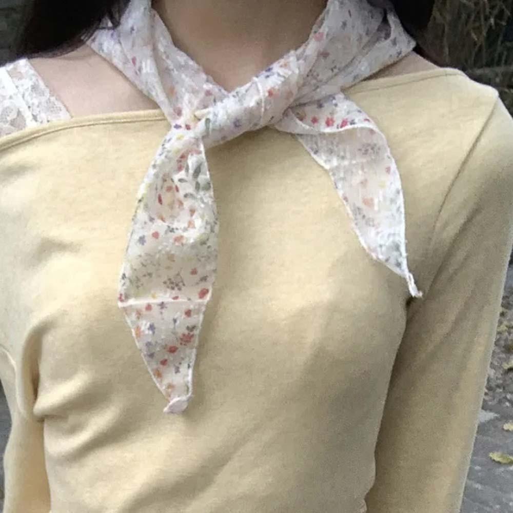 Cotton Floral Headscarf Breathable Bohemian Hair Band Sweet Spring Silk Scarves  Girls