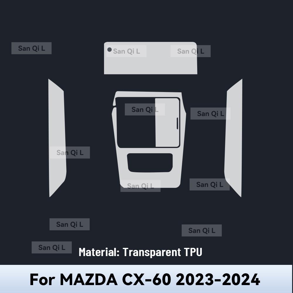 Car Interior Center Console Media Dashboard Navigation TPU Protector Film For MAZDA CX-60  2024 Car Sticker Accessories Left rudder driving