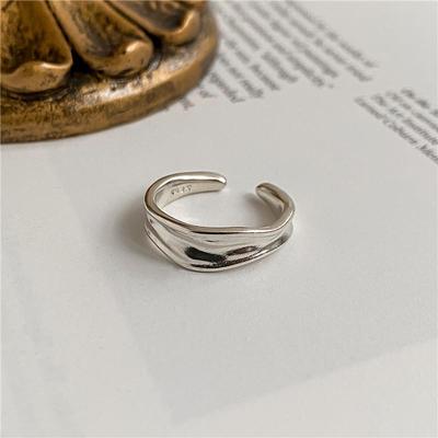 S925 Sterling Silver Irregular Metal Ring - Korean Minimalist Texture Design
