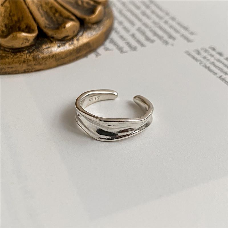 S925 Sterling Silver Irregular Metal Ring - Korean Minimalist Texture Design