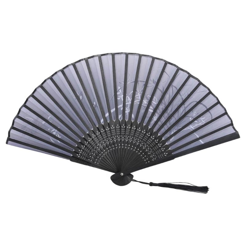 Blumen Handfaltfächer Handgehaltener Seiden-Bambusfächer mit Quasten Hohlgebohrter Handfaltfächer für Tanz Hochzeitsdekorationen