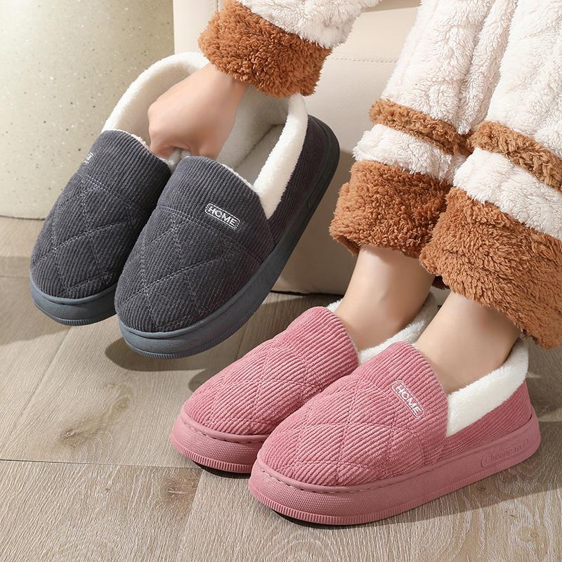 New Autumn and Winter Thick-soled Warm Cotton Slippers Home Indoor Non-slip Plush Couple Cotton Shoes Outer Wear