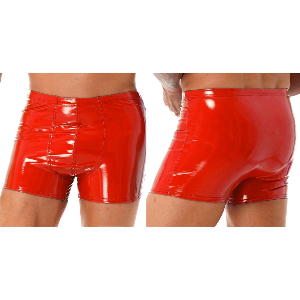 Pánské PVC lesklé kůže Strečové vyboulené pouzdro Krátké kalhoty Boxerské kalhotky Pole Dancewear Oblečení do klubu Stage Performance Clubwear