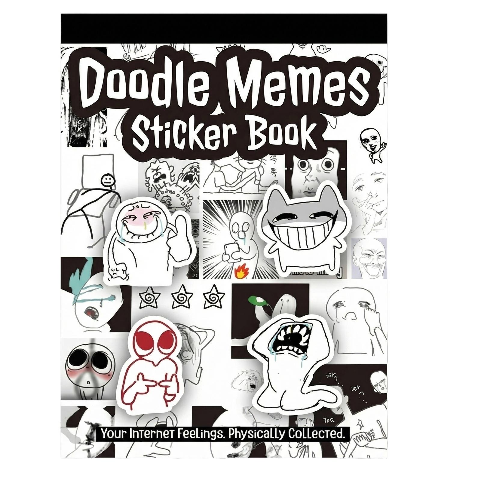 Doodle Meme Sticker Book, Fun Hand-Drawn Stickers, DIY Doodle Memes Sticker Book - 460 Hand Drawn Stickers, Suitable For Laptops, Notebooks, Planners белый
