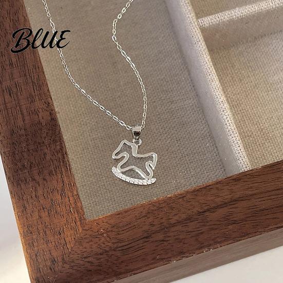 Lightweight Necklace Rocking Horse Pendant Women Charm Cute Exquisite Rhinestone