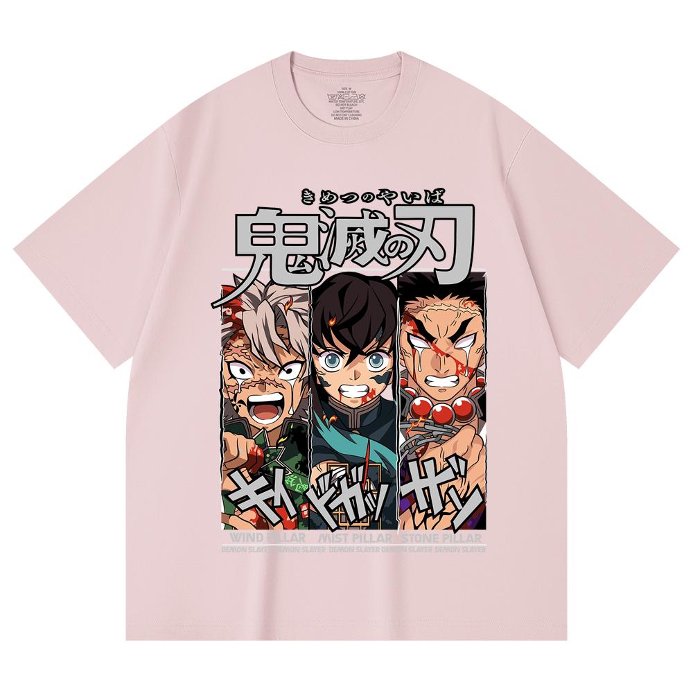 230 Gsm 100% Cotton Demon Slayer V60 Pillars Print Unisex Heavy Cotton T Shirt