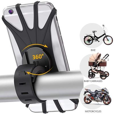 Soporte para Teléfono Móvil de Silicona para Bicicleta y Motocicleta, Giratorio 360°, Soporte para Manillar de Montaje en Bicicleta, Moto, Bicicleta, Smart Phone, GPS