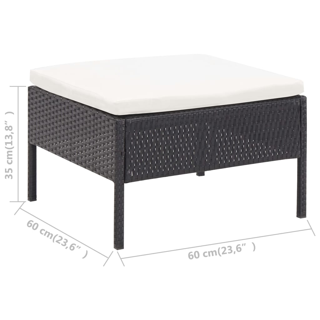 6 Piece Garden Lounge Set with Cushions Poly Rattan Black