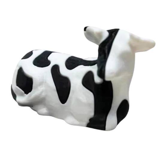 3D Printed Cow Ornament Pass Through Fidget Toy Pass-through Black And White Cow Sculpture for Stress Anxiety Relief