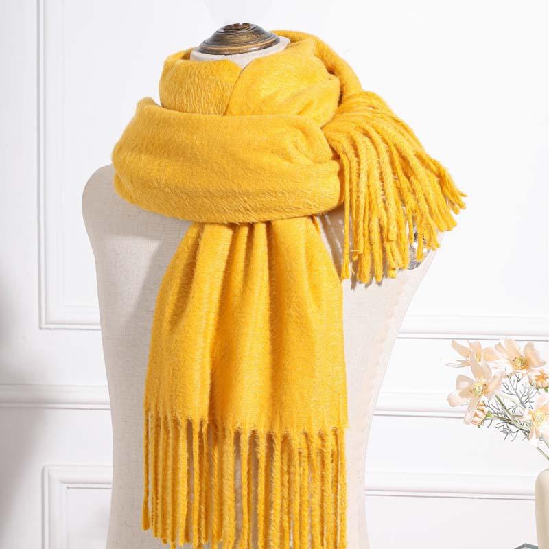 Imitation cashmere scarf women's autumn and winter mink hair men's scarf light luxury high-end sense solid color scarf Korean atmosphere sense