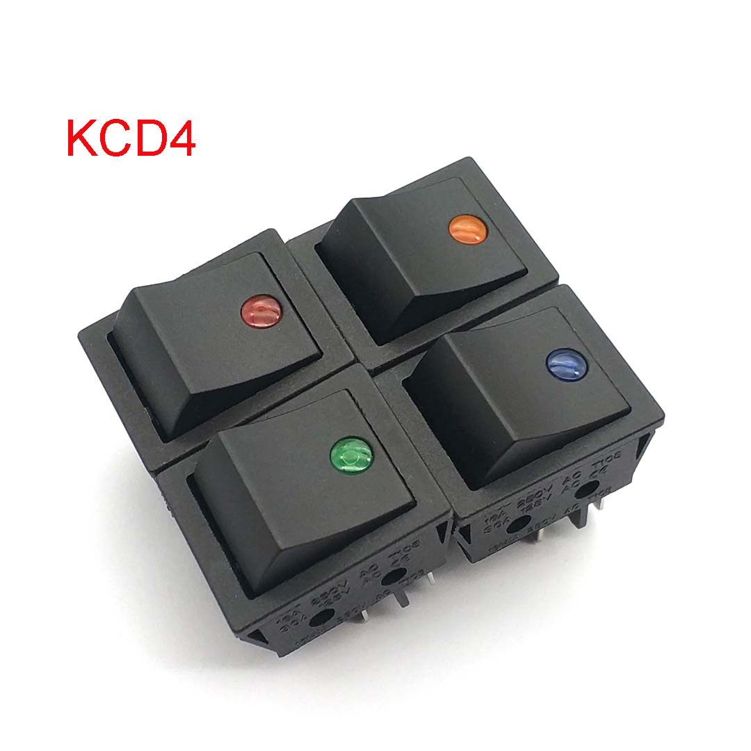 

Latching Rocker Switch Power Switch I/O 4 Pins With Light 16A 250VAC 30A 125VAC KCD4 зелений