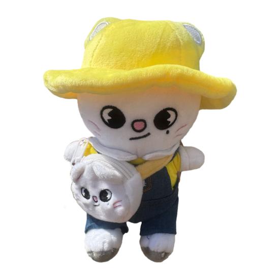

Cartoon Animal Plush Toy with Removable Clothes Backpack Pig Fox Chick Wolf Bear Cat Rabbit Dog Plushie Stuffed Animal Doll Band Fans Gift Cat