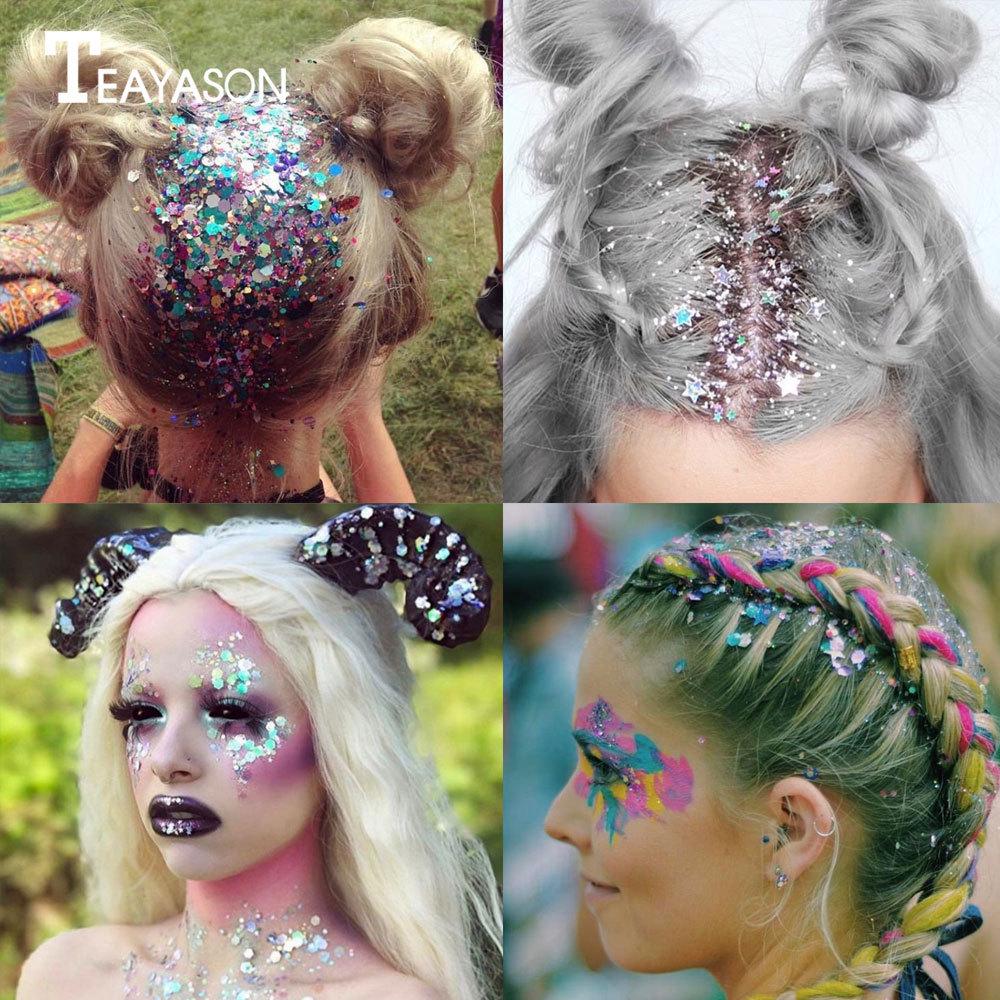 TEAYASON Harajuku Zima Malun Laser-Pailletten im europäischen und amerikanischen Stil, leuchtendes Puder-Schönheits-Make-up, Musikfestival-Make-up
