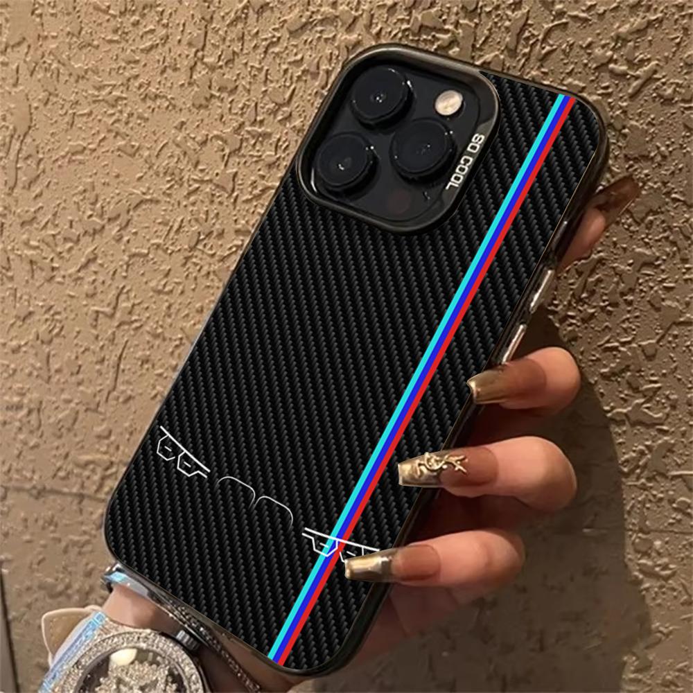 Cool Car Lights Carbon Fiber Pattern Phone Case Is Suitable for iPhone17 16 15 14 13 12 11ProMax Shockproof and Anti-fingerprint