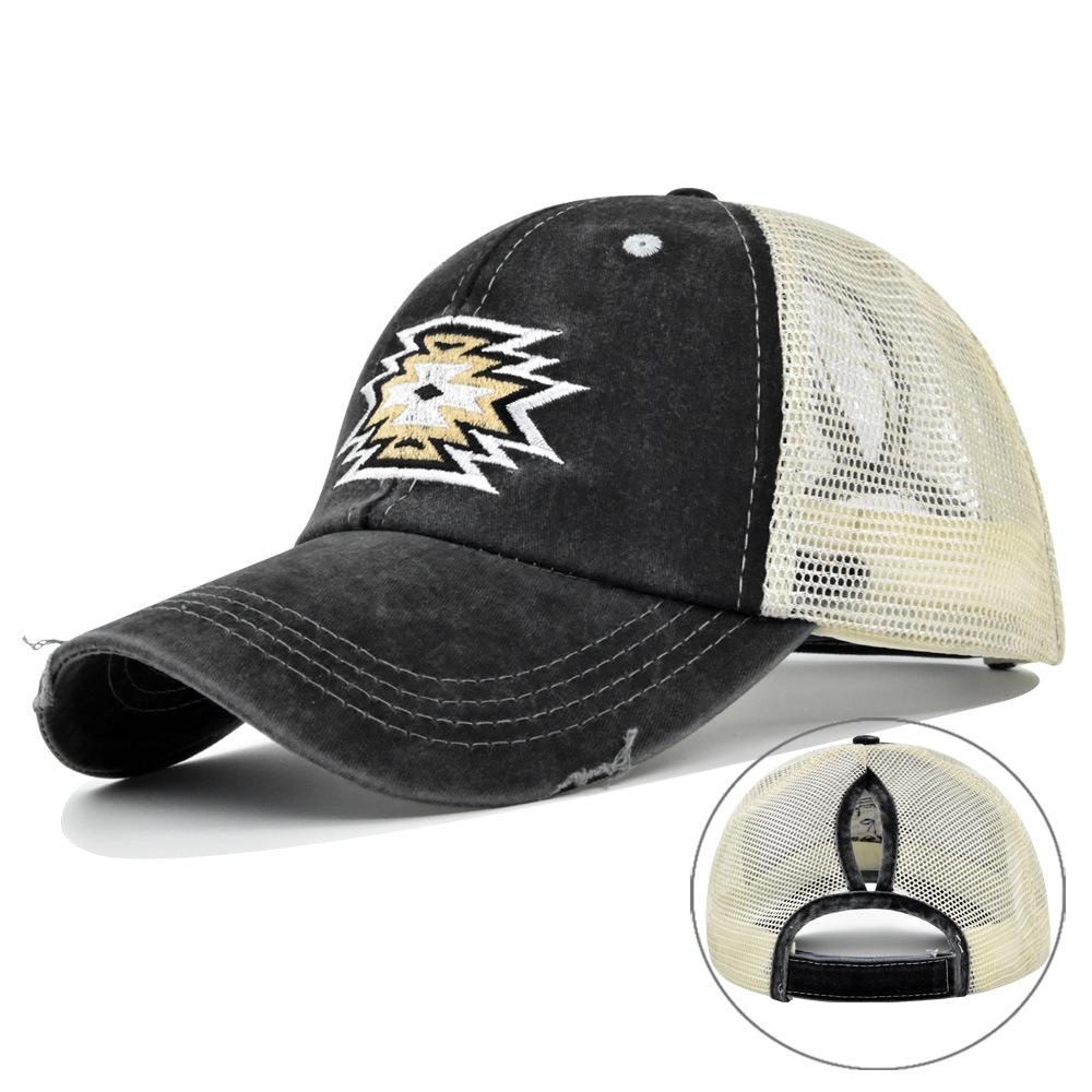 

Threedimensional Cap Baseball Embroidered Duckbill Cap Crossed Ponytail Cap чёрный