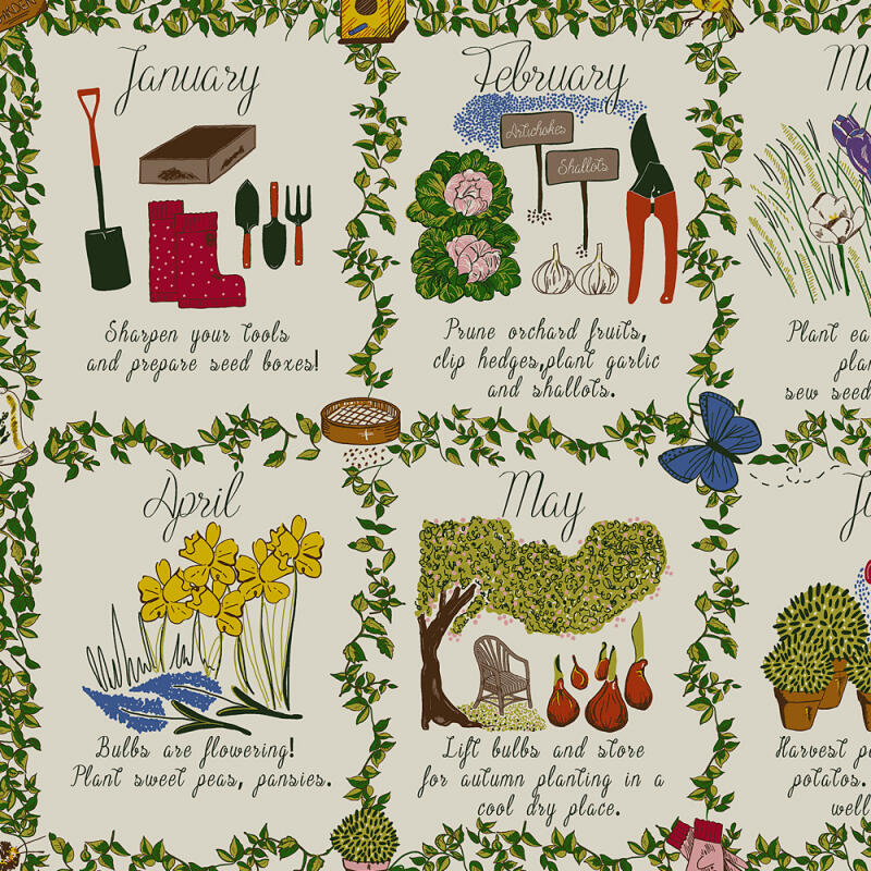 Gardeners Calendar Cotton Tea Towel (UK)
