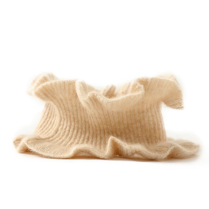 Unisex 100% Pure Cashmere Ruffled Knit Neck Warmer - New Autumn/Winter Style One Size бежевый