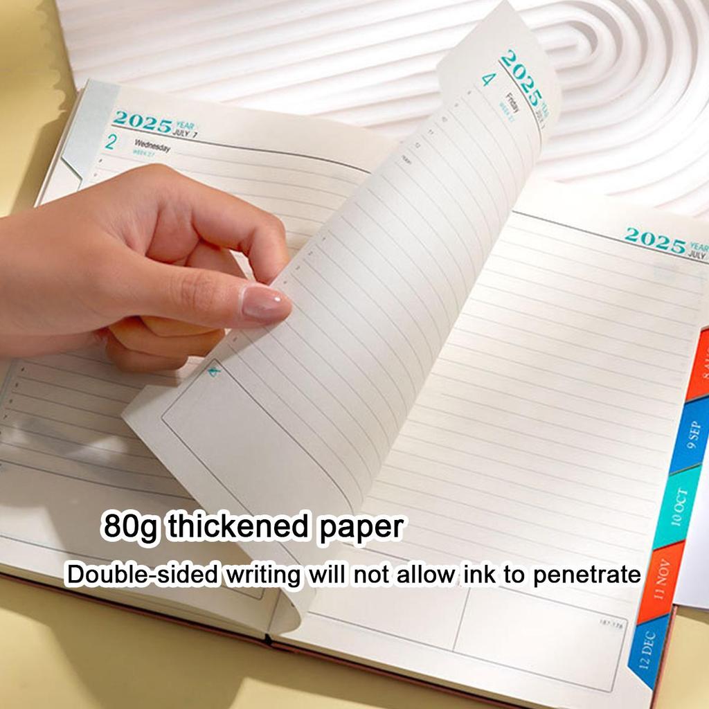 A5 leather 2025 business schedule book, English inner pages, student daily planner, 365-day record book, notepad, memo, 200 sheets