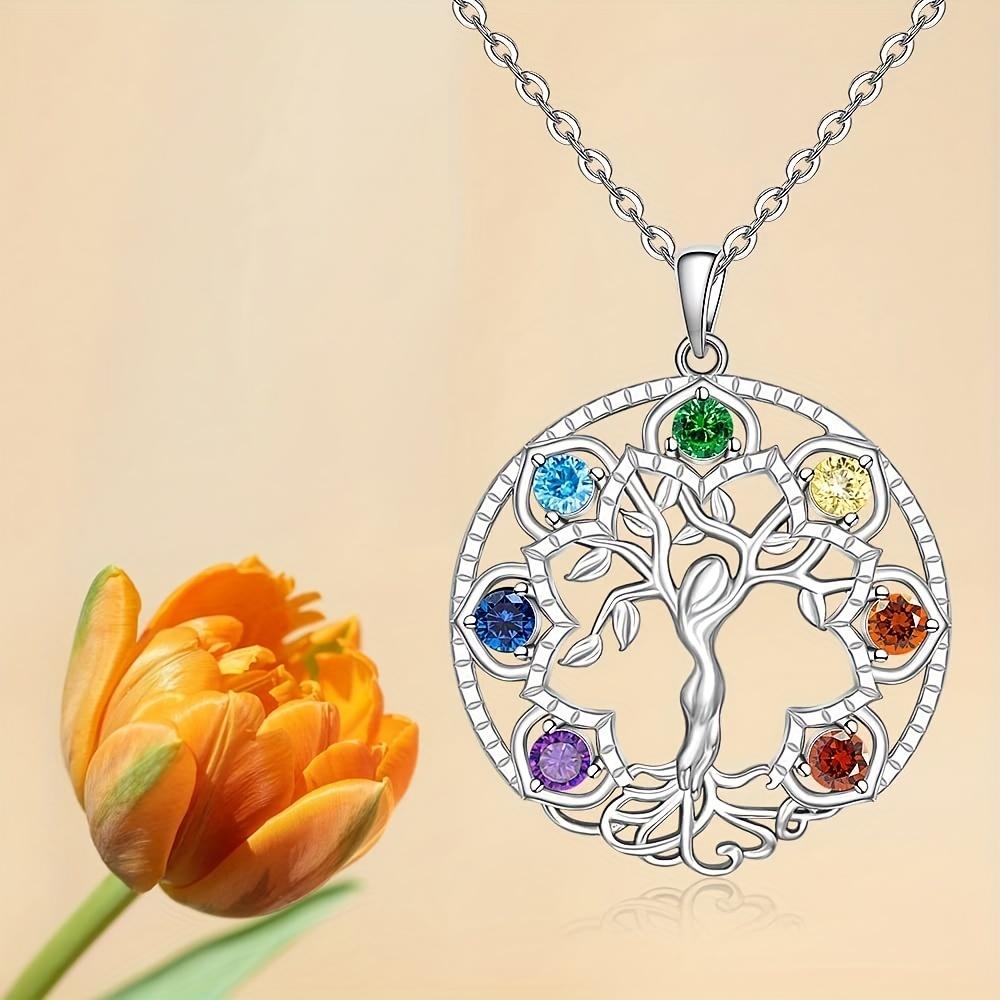 7 Chakra Tree Of Life Pendant Yoga Chakra Healing Stone Necklace Feminine Energy Balance