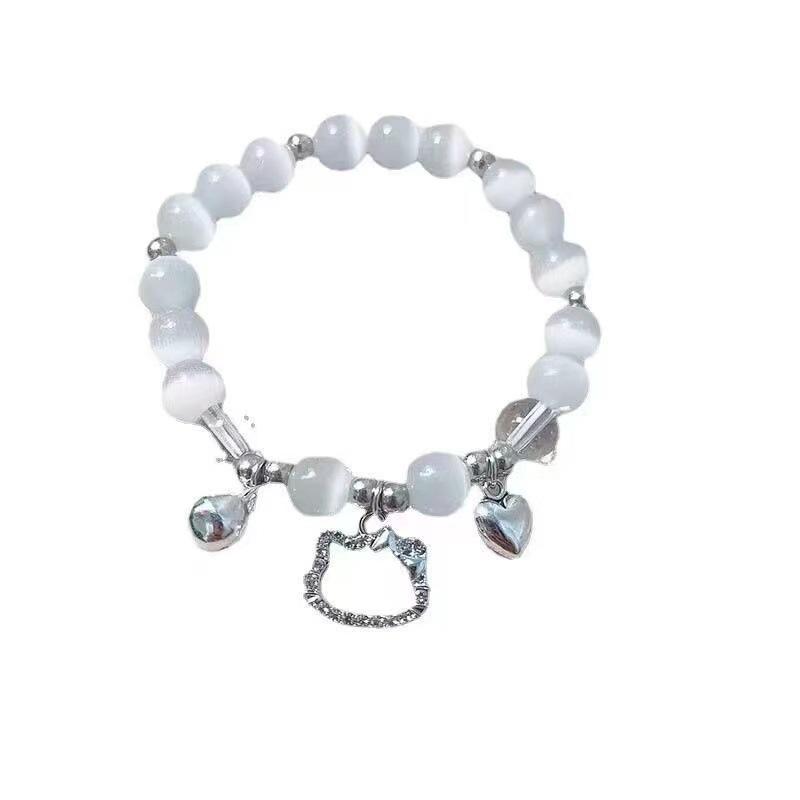Kitty Cat Bow Opal Bracelet Women's Ins Niche Design Simple and Versatile Couple Student Jewelry Women