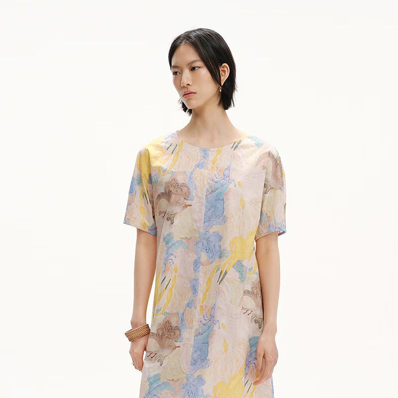 Broadcast Women's Sweet Printed Short-Sleeve A-Line T-Shirt Dress