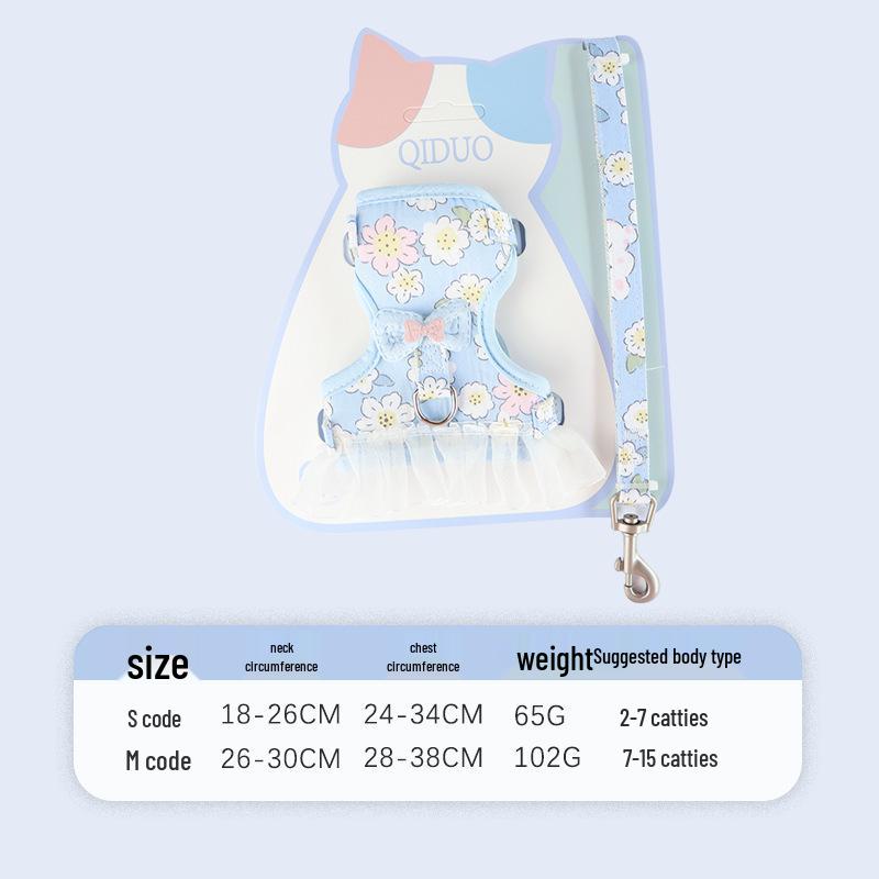 

Cat & Dog No-Pull Harness with Bowknot Floral Lace Design Small (2-7 lbs)