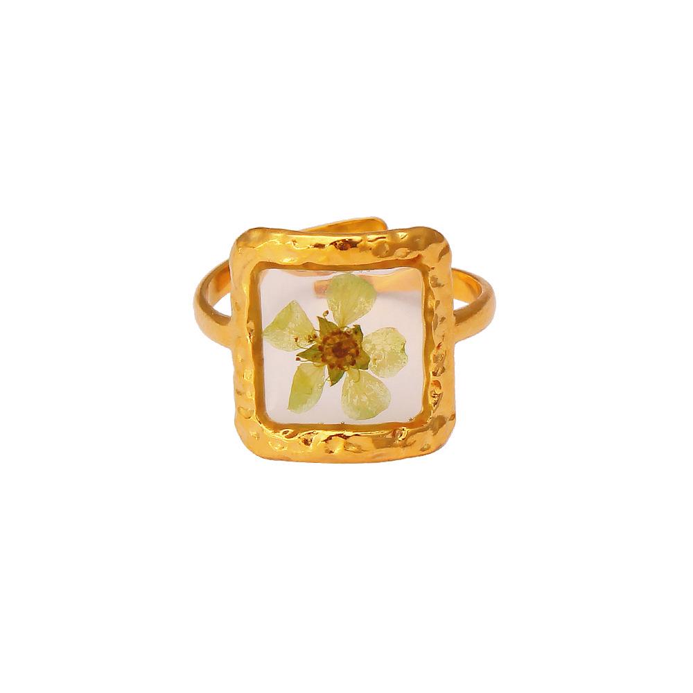 Summer Retro Chinese Style Eternal Flower Stainless Steel Ring