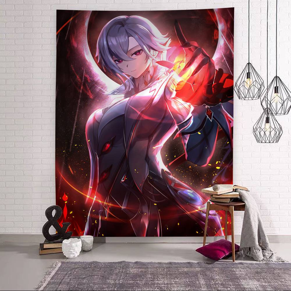 Genshin Impact Arlecchino DIY Wall Tapestry Hippie Flower Wall Carpets Dorm Decor Wall Art Decor