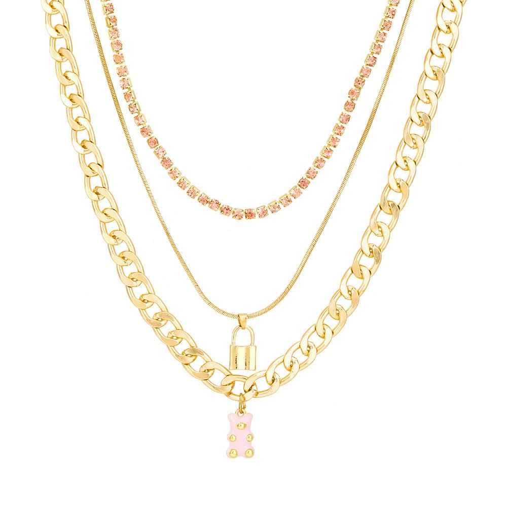 Stylish Gold Bear Lock Necklace For Women With Unique Minimalist Design For Trendy Fashion