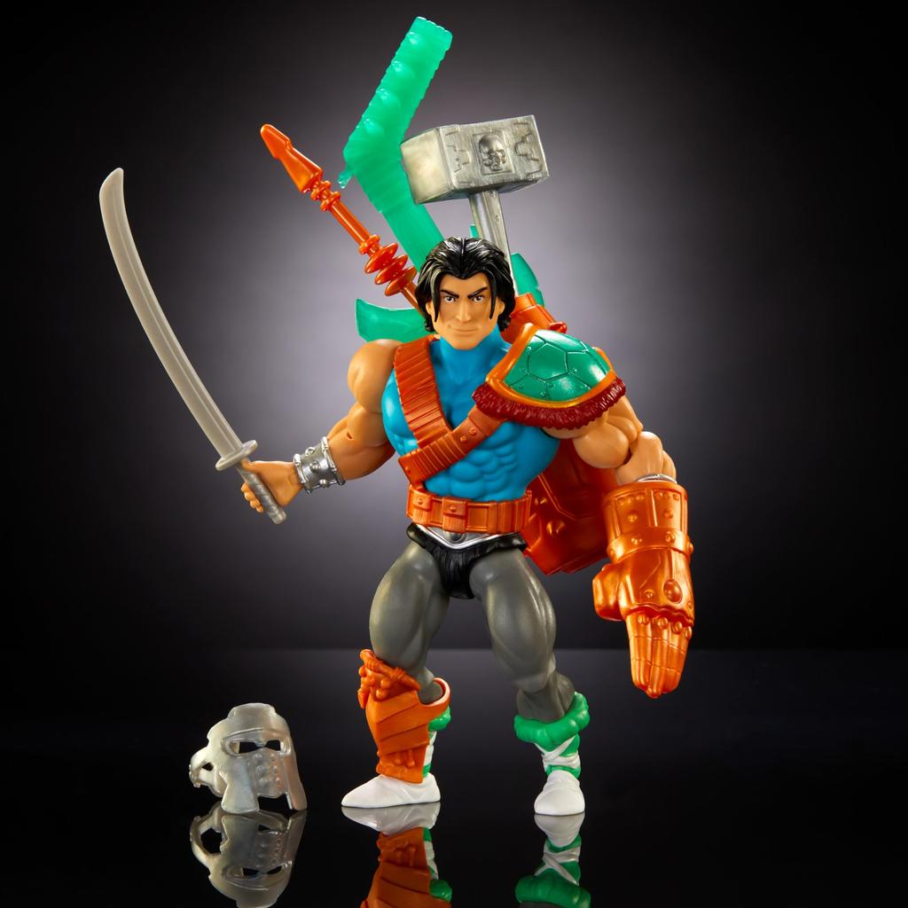 Masters of the Universe Origins Gray Skull Turtle Casey Jones Action Figure 16 Armor TMNT MOTU Crossover Toy, Articulations, & Weapon, &