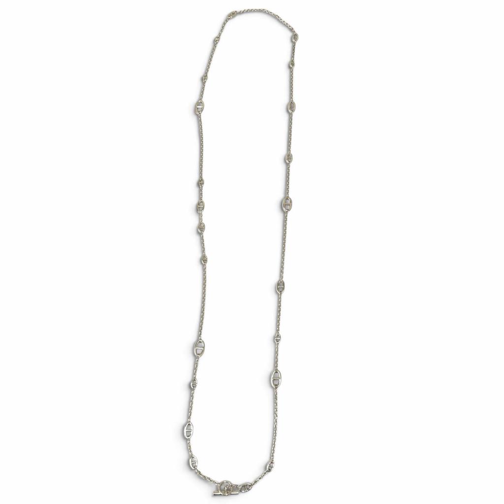 Great HERMES Necklace Chaine d'Ancre Farandole Long Silver AG925 mens Used