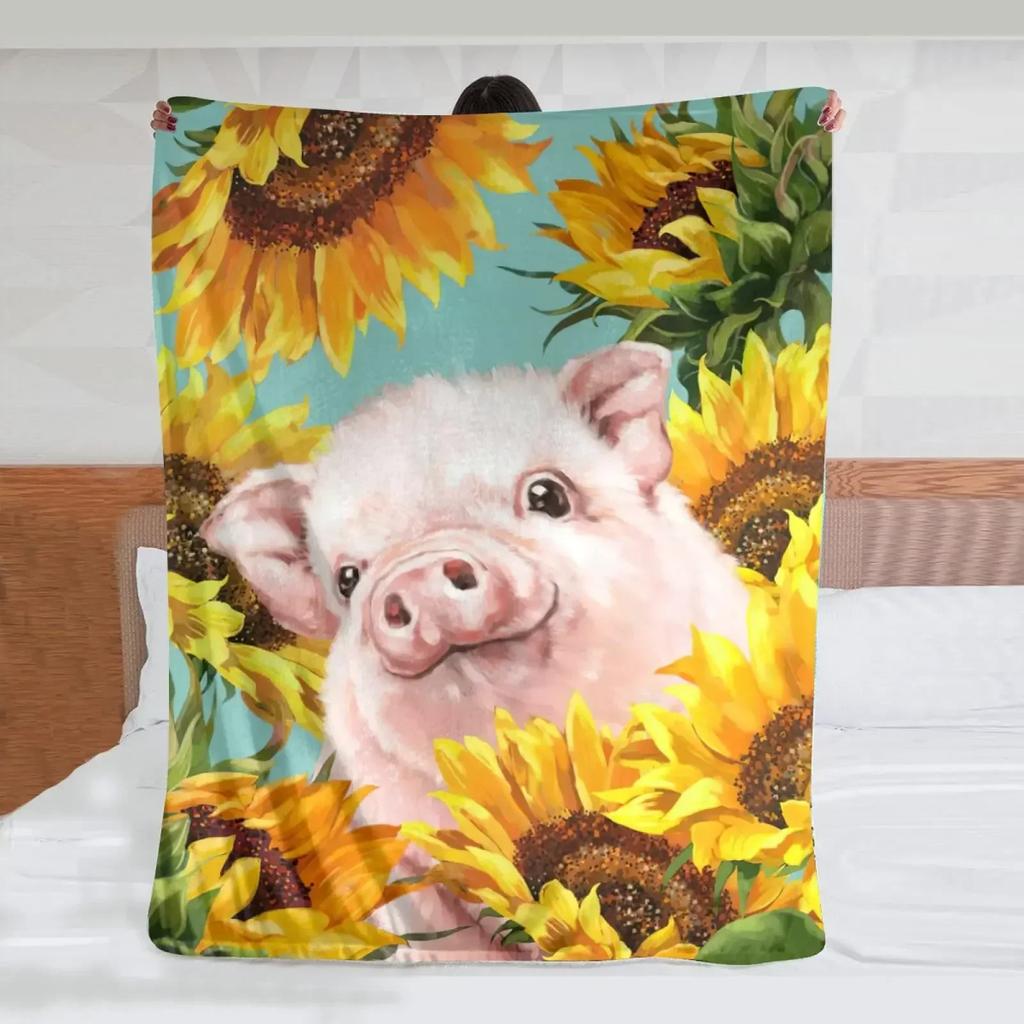 Pig Blanket Gifts for Women Pig Lovers,Pink Pig Blankets for Girls Boys,Cozy Warm Cute Animal Flannel Throw Blanket for Bed Sofa