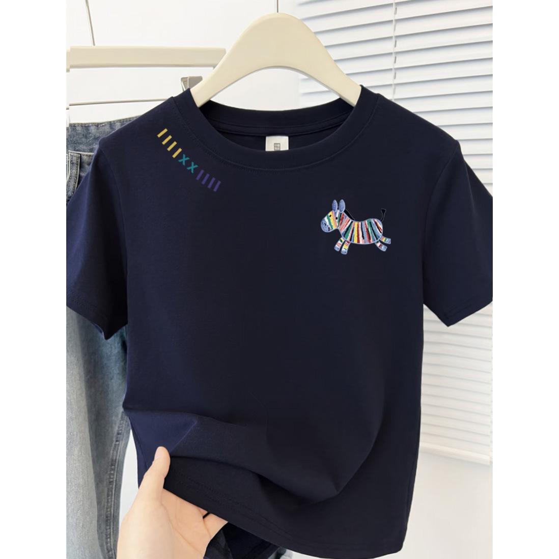 

Front and rear creative printing summer 2025 new thin short-sleeved T-shirt small fresh college style versatile top XXXL