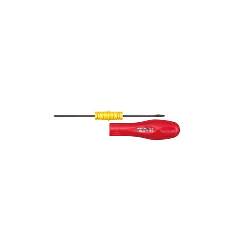 HOZAN Interchangeable Screwdriver, Universal Interchangeable Screwdriver, Phillips and Slotted, +No. 00 -2.5×0.4mm D-52