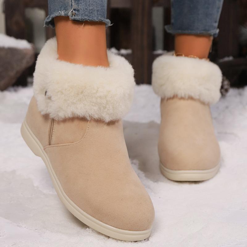 Neue Übersee-Außenhandel große Größe Herbst und Winter neue niedrige Schaftweite Wildleder Baumwollschuhe Schneeschuhe Low Top Plüschrand Damenstiefel