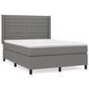 3131514 vidaXL Lit à sommier tapissier avec matelas Gris foncé 140x200cm Tissu