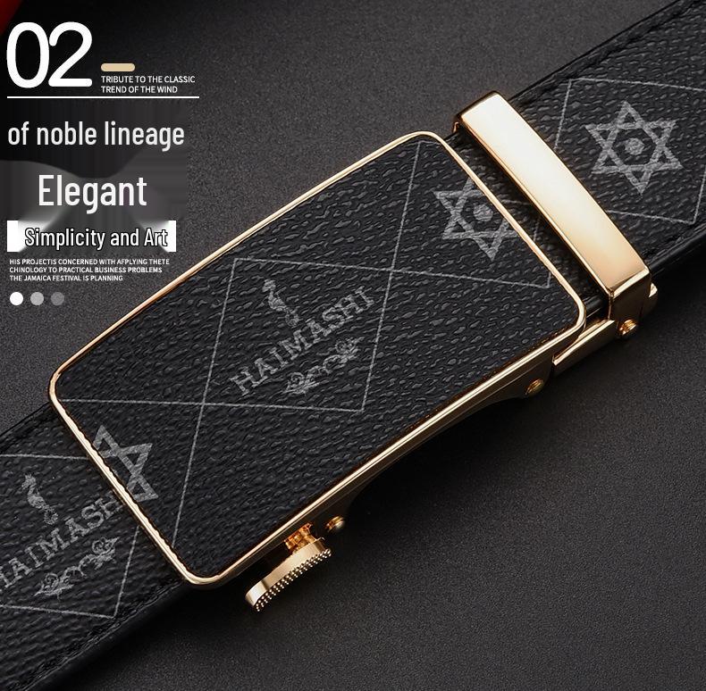 Emperor Men's Genuine Leather Automatic Buckle Belt: High-Quality, Versatile, Trendy