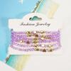 Bohemian Faux Crystal Beaded Bracelet Set - 6 Handmade Pieces