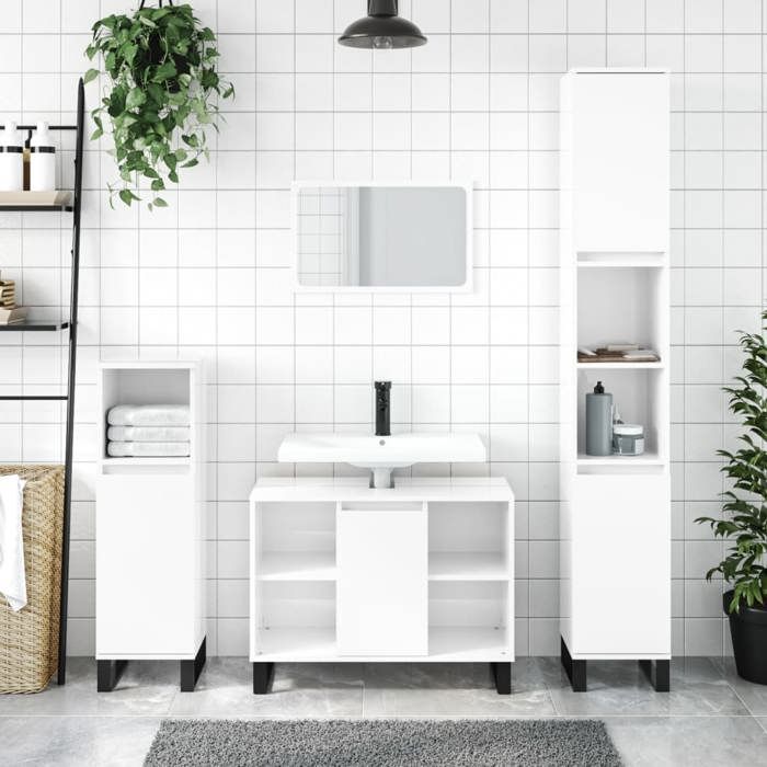 VidaXL Bathroom Cabinet High Gloss White 80x33x60 Cm 831638