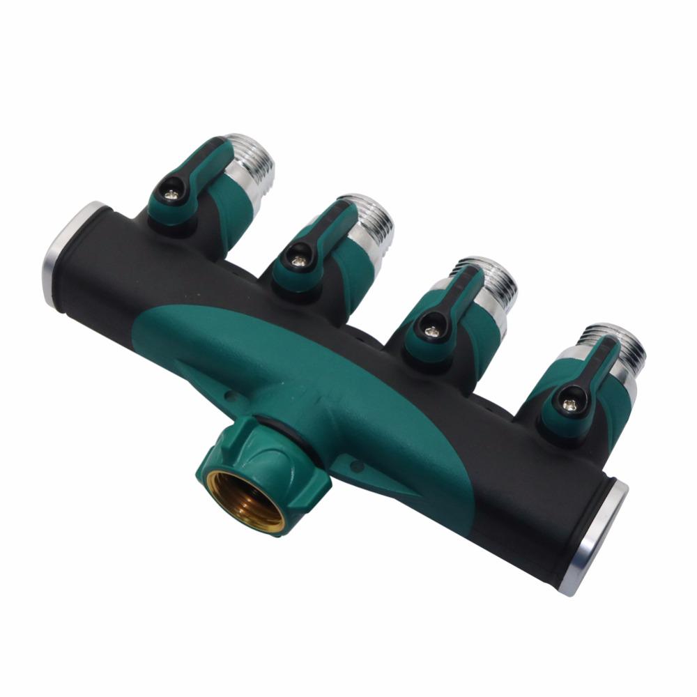 1 pièce Connecteur d'arrosage de jardin à 4 voies Adaptateur Diviseur en alliage de zinc Convient pour Robinet d'extérieur Systèmes d'arrosage goutte à goutte Aspersions 3/4 pouce