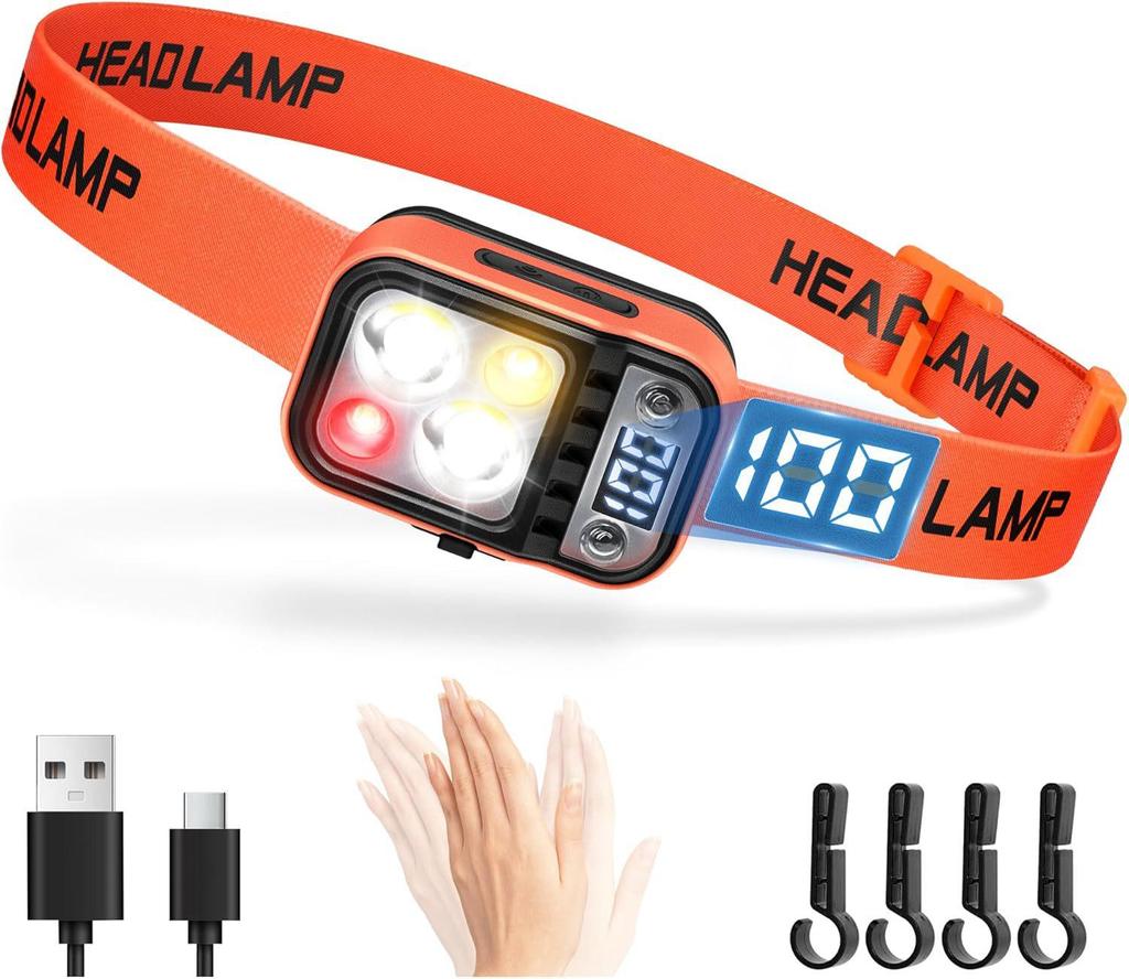 Lightweight Multi-Source Outdoor Running & Fishing Headlamp with Long Battery Life & Digital Display