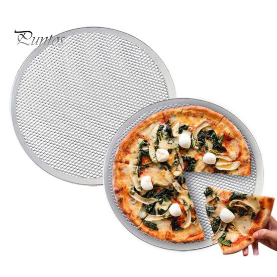 Aluminum Baking Pan Alloy Pizza Screen, Non Stick Mesh Pan, Professional Tool Round Crisper Tray for Oven Home Kitchen Restaurant Cooking Griddle