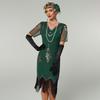 Gatsby Dress, New Hand-embroidered Beaded Sequin Skirt, European and American Banquet Dress V-neck Short-sleeved Dress